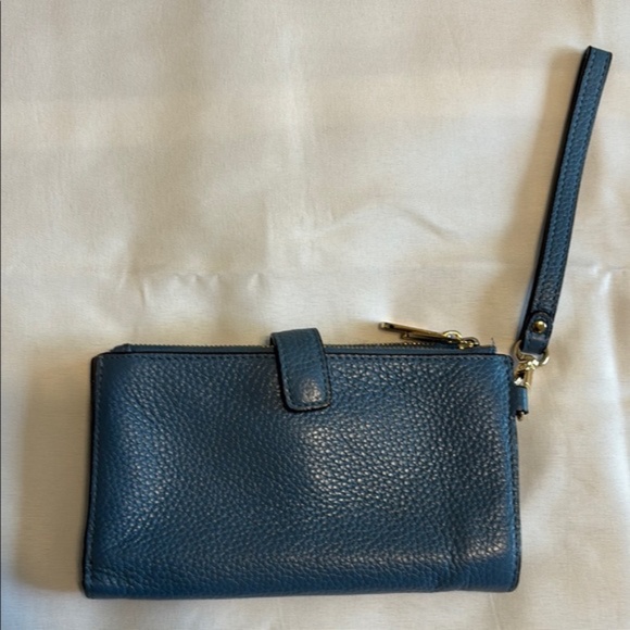 Michael Kors Wristlet Jet Set Travel Pebble Leather Continental Dark Chambray OS - Picture 6 of 16